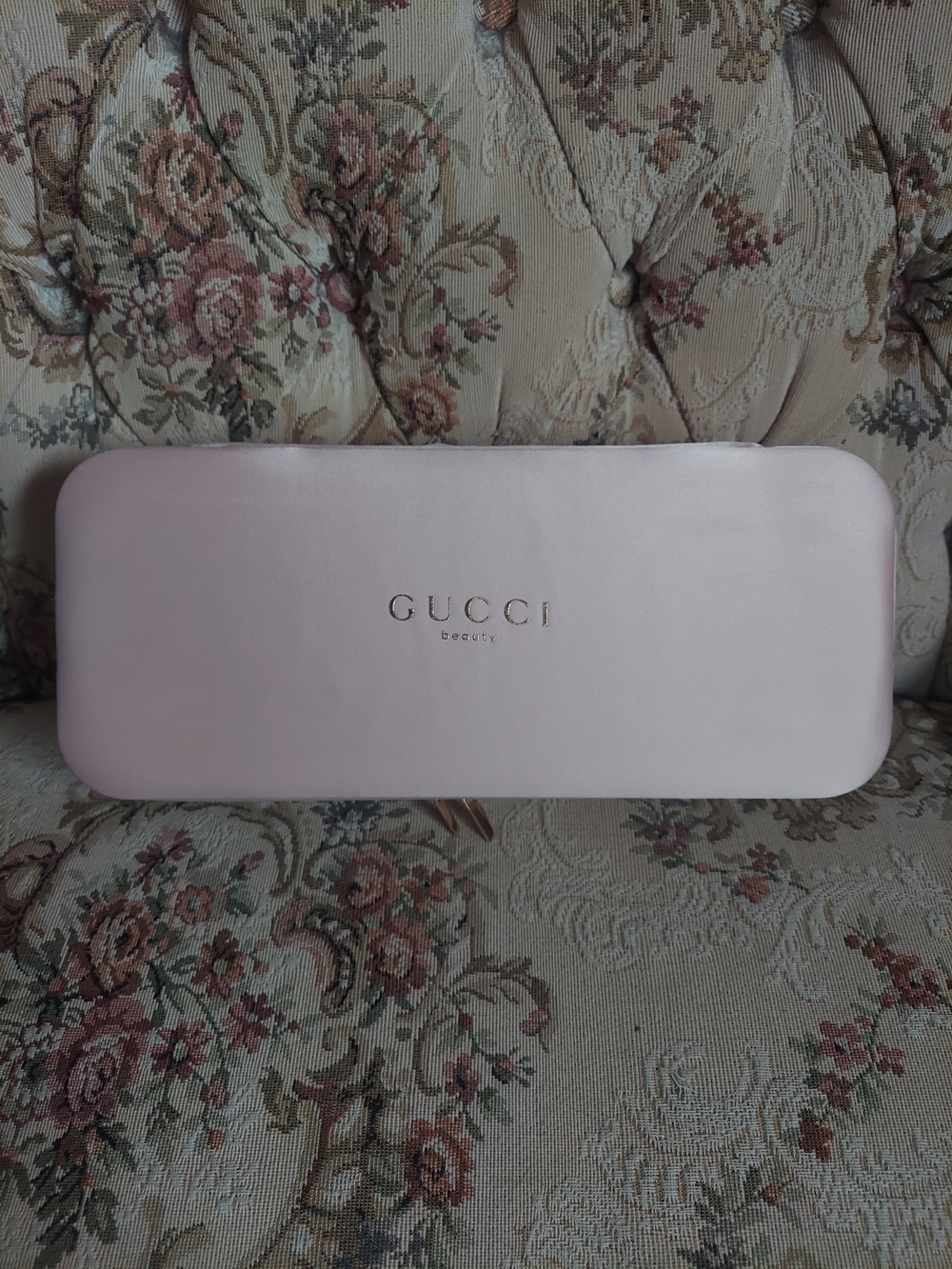 Gucci Pink Cosmetic Hard Case with Gold Logo